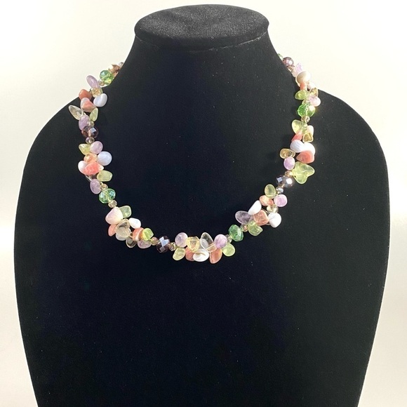 Necklace Natural Stones and Faceted Glass Crystal Beads Sterling Silver … - Picture 11 of 13